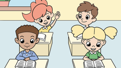 How to draw children in cartoons in class.