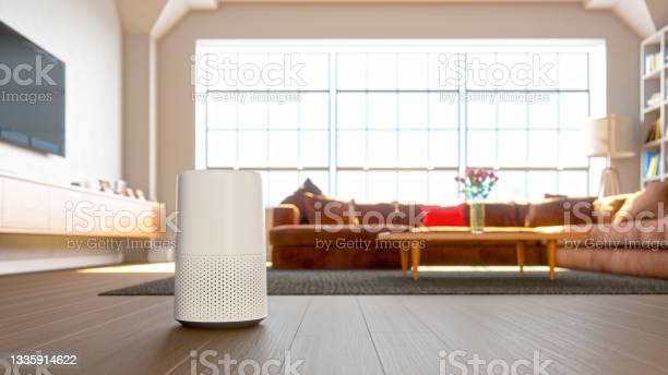 Air purifier in a modern living room.